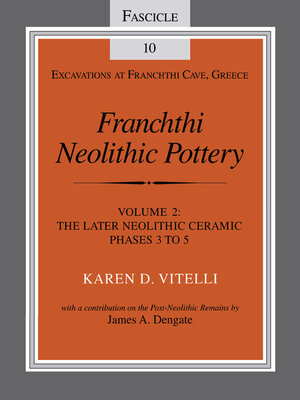 cover image of Franchthi Neolithic Pottery, Volume 2